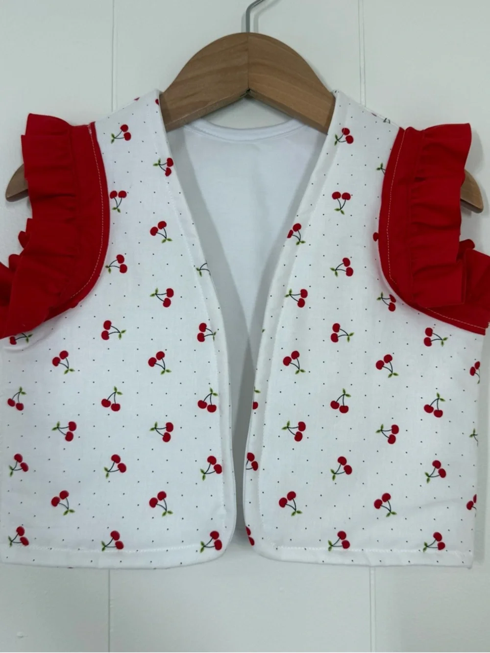Remi Lyn & Co. Handmade Cherry Print Open Front Vest